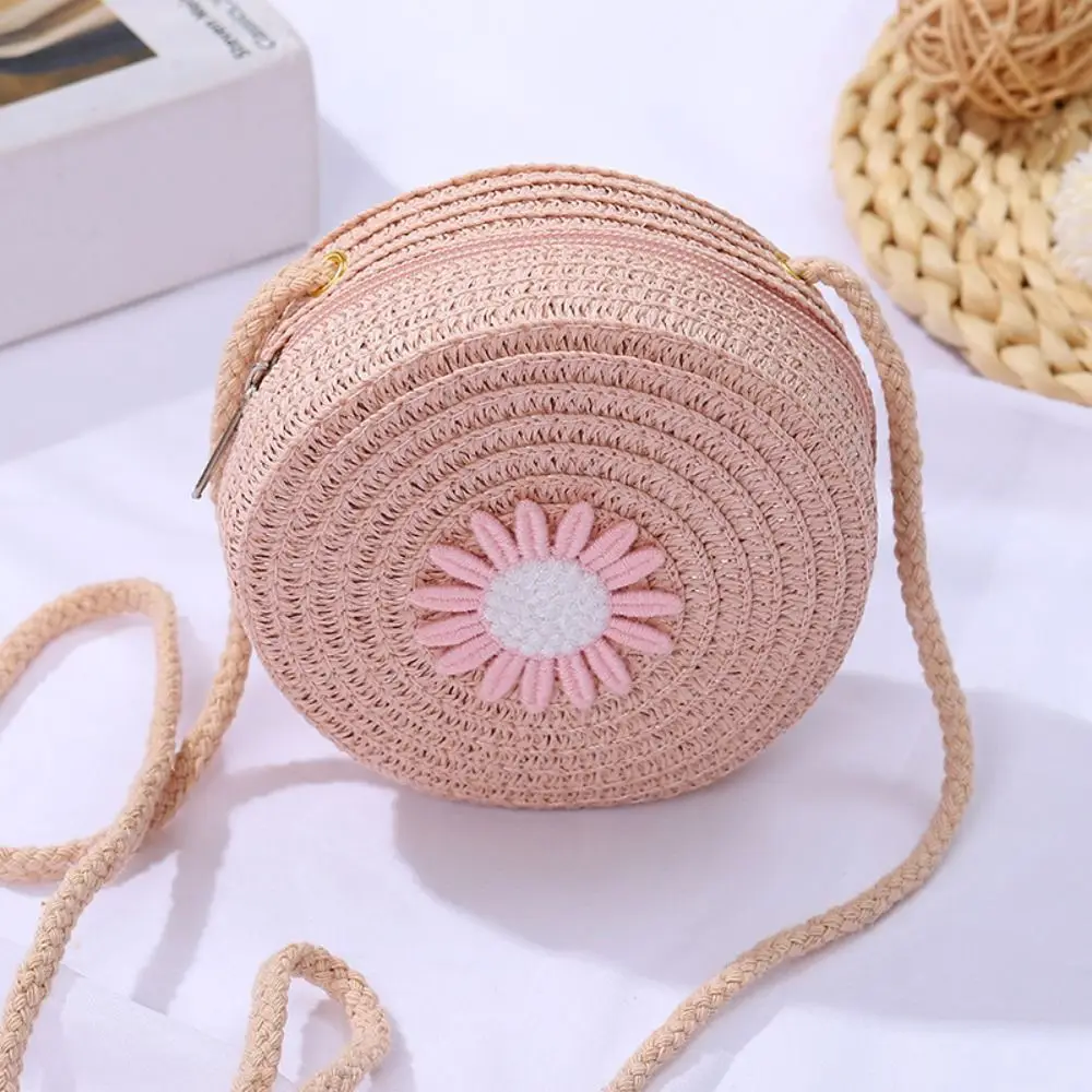 Round Straw Bag Women Woven Crossbody Beach Bag - Uniqwear