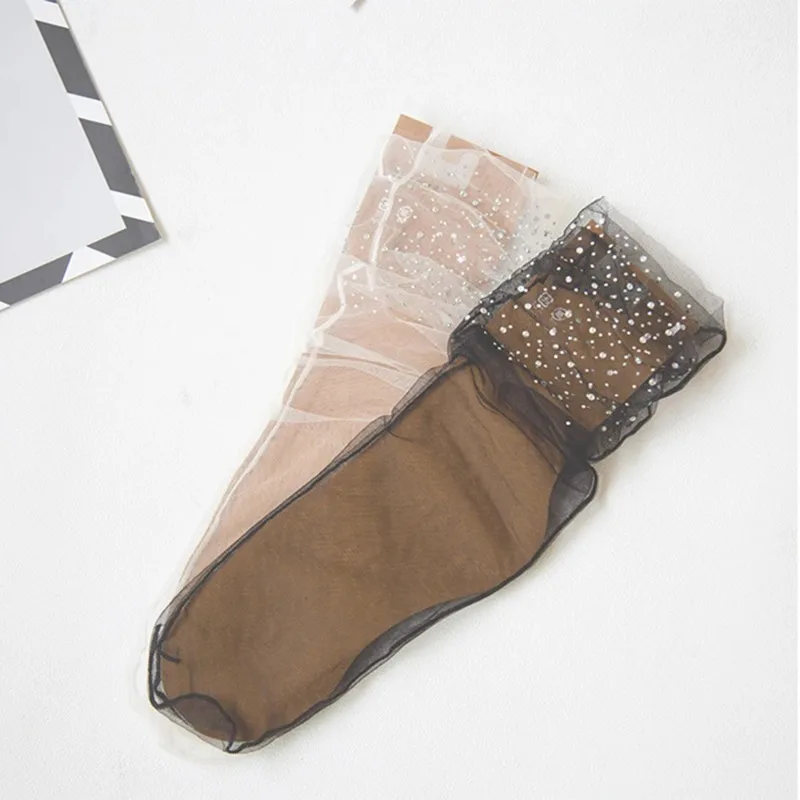Women Socks Transparent Glitter Crystal Silk - Uniqwear