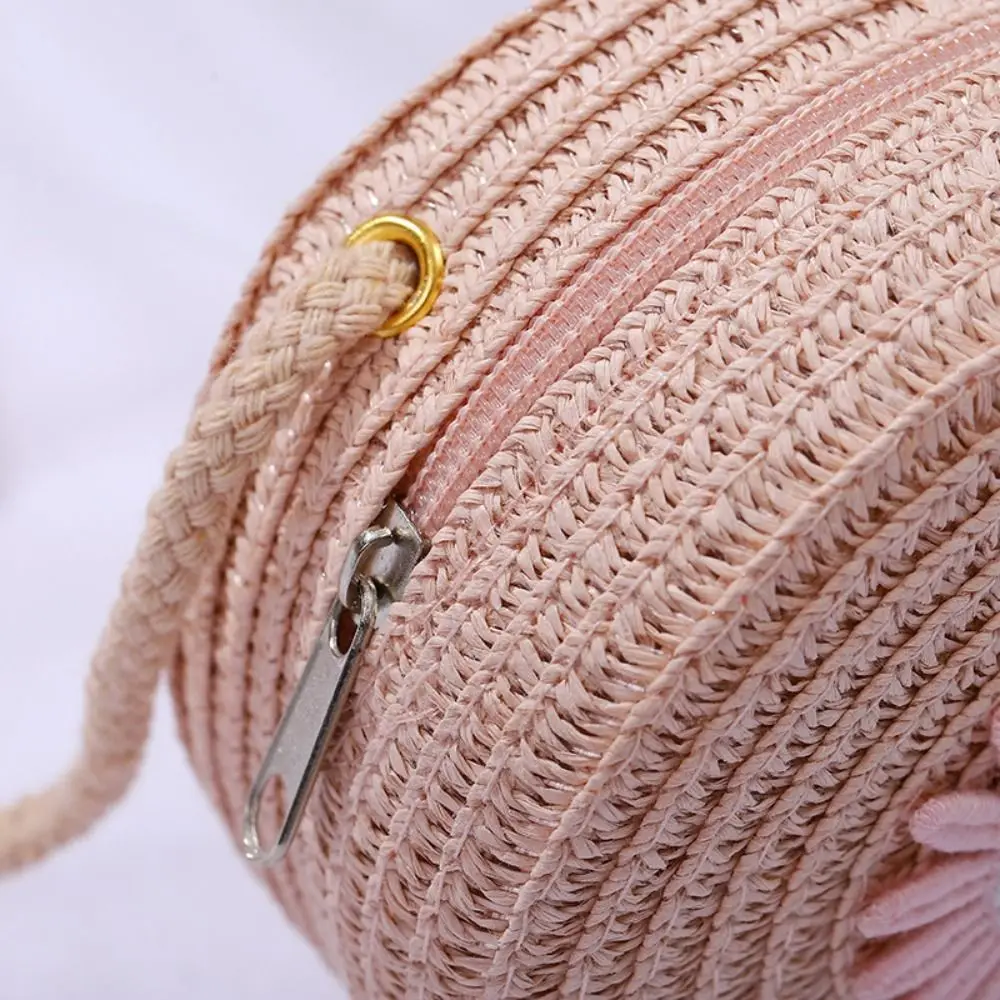 Round Straw Bag Women Woven Crossbody Beach Bag - Uniqwear