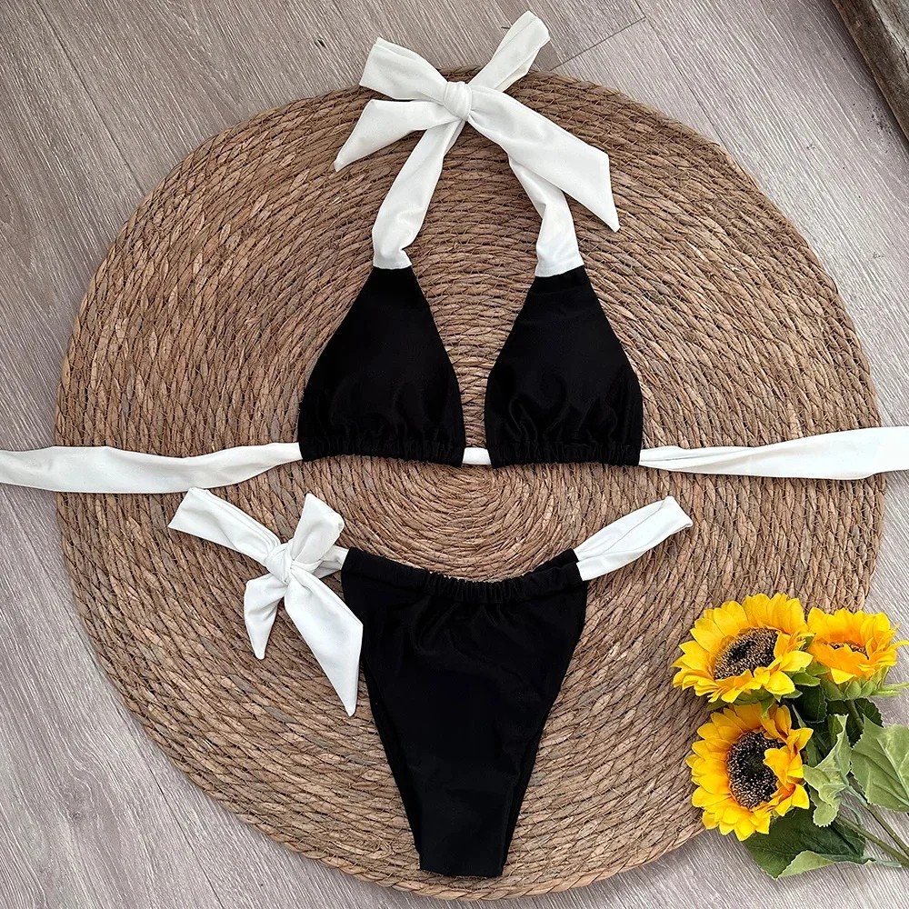 Solid Thong Brazilian Bikinis Swimwear Women - Uniqwear