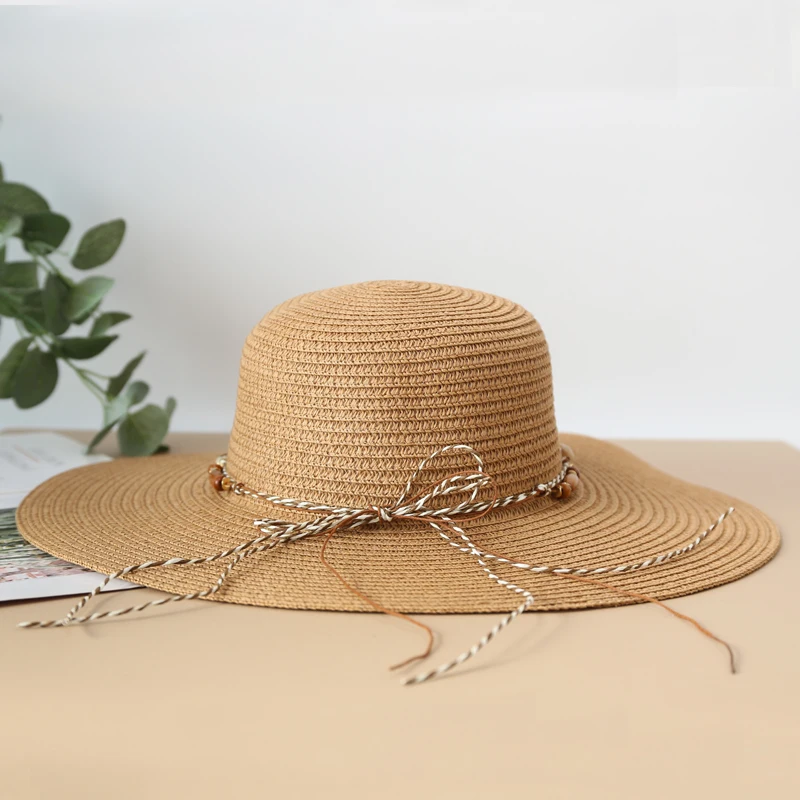 Summer Shell Strap Straw Hat Beach Vacation Hat - Uniqwear