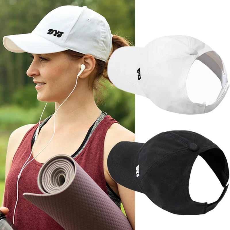 Summer Long Brim Sunhat Women Ponytail Caps Hat - Uniqwear