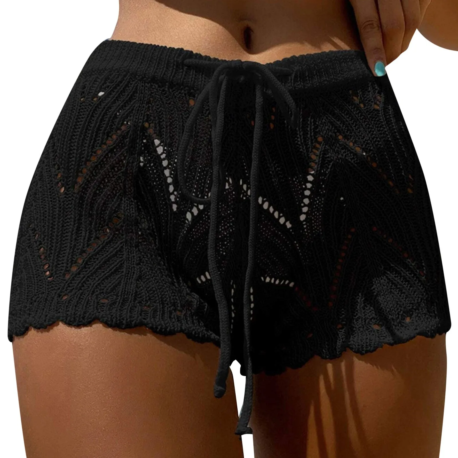 New Hollow Out Crochet Knit Shorts - Uniqwear