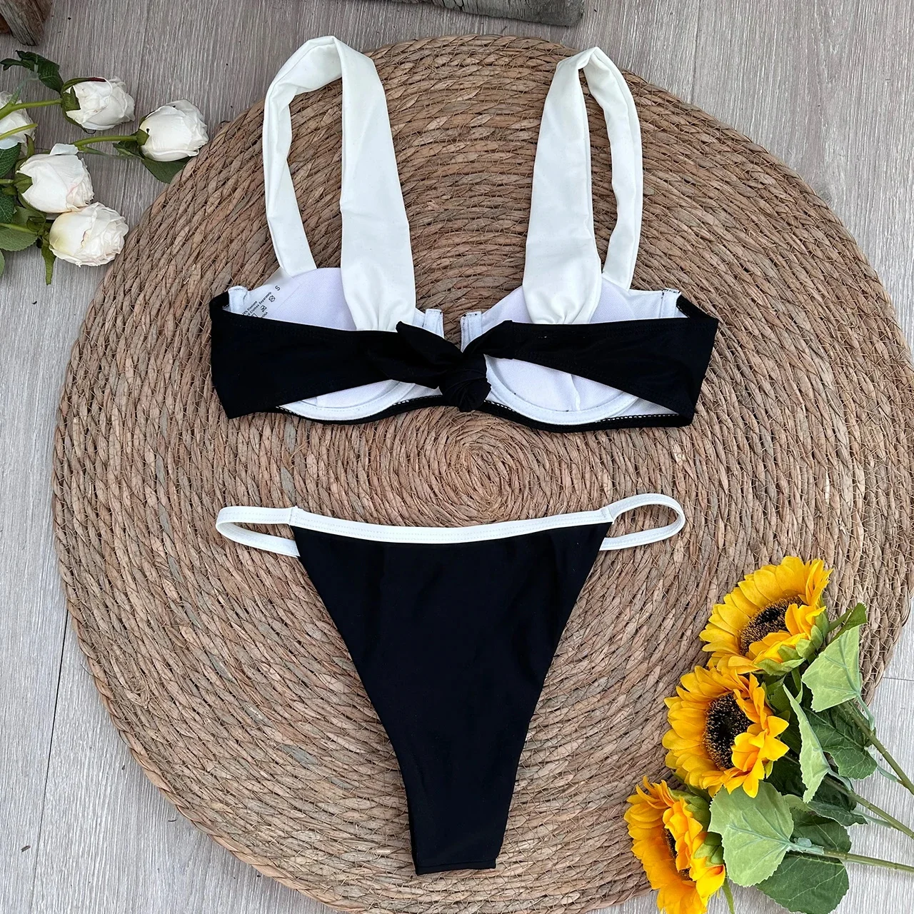 Solid Thong Brazilian Bikinis Swimwear Women - Uniqwear
