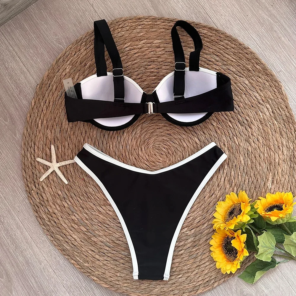 Solid Thong Brazilian Bikinis Swimwear Women - Uniqwear