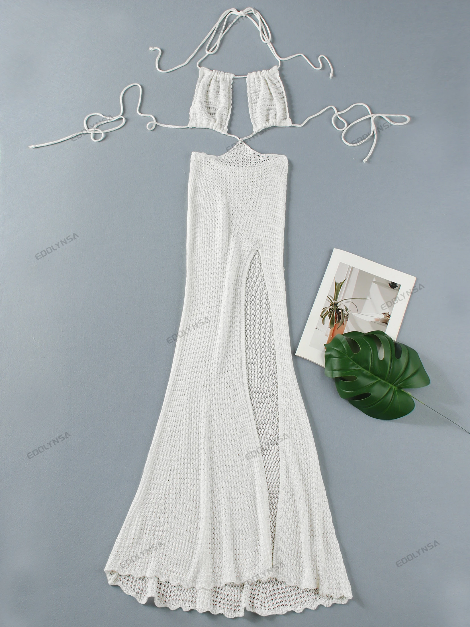 Women Summer New White Knit Beach Maxi Dress - Uniqwear