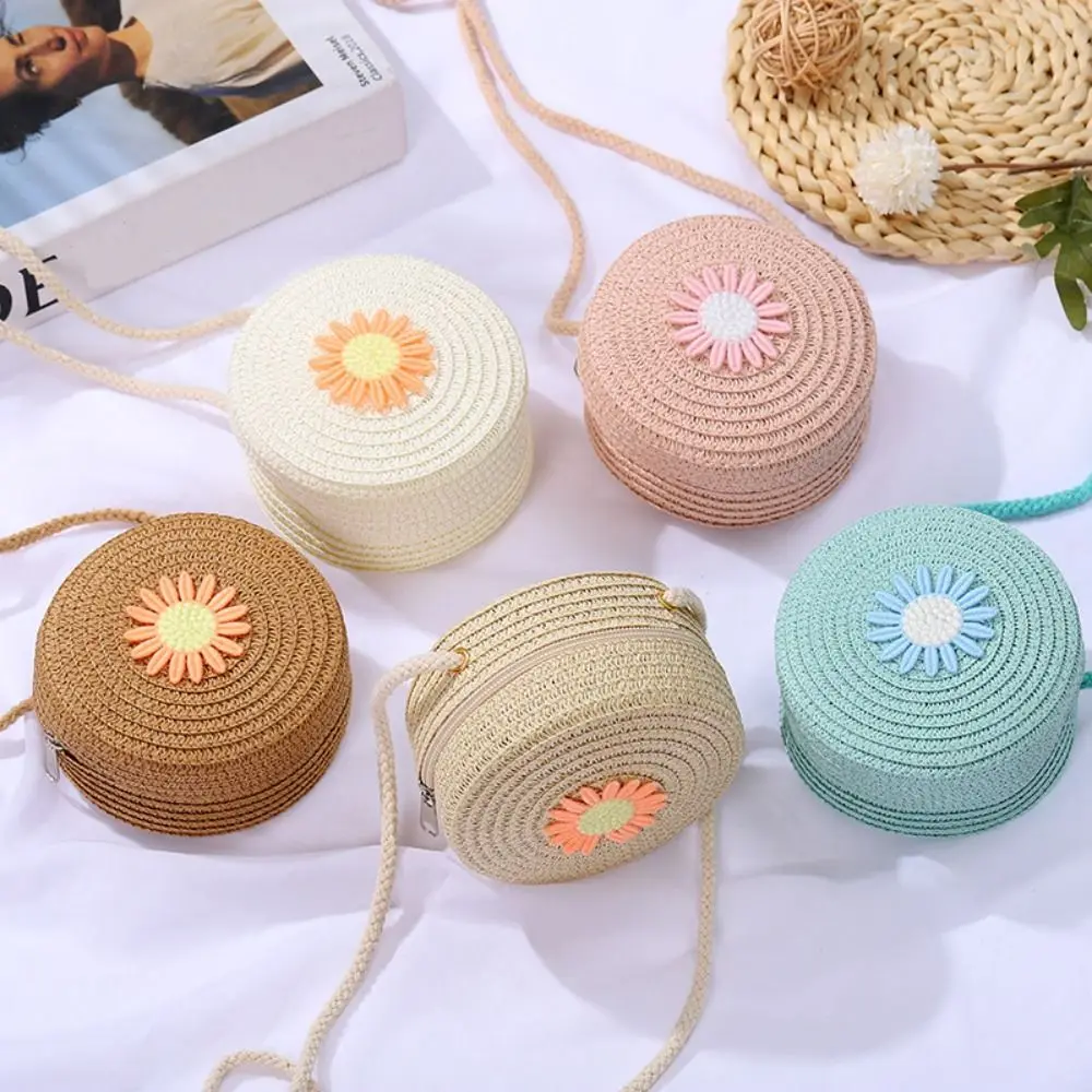 Round Straw Bag Women Woven Crossbody Beach Bag - Uniqwear