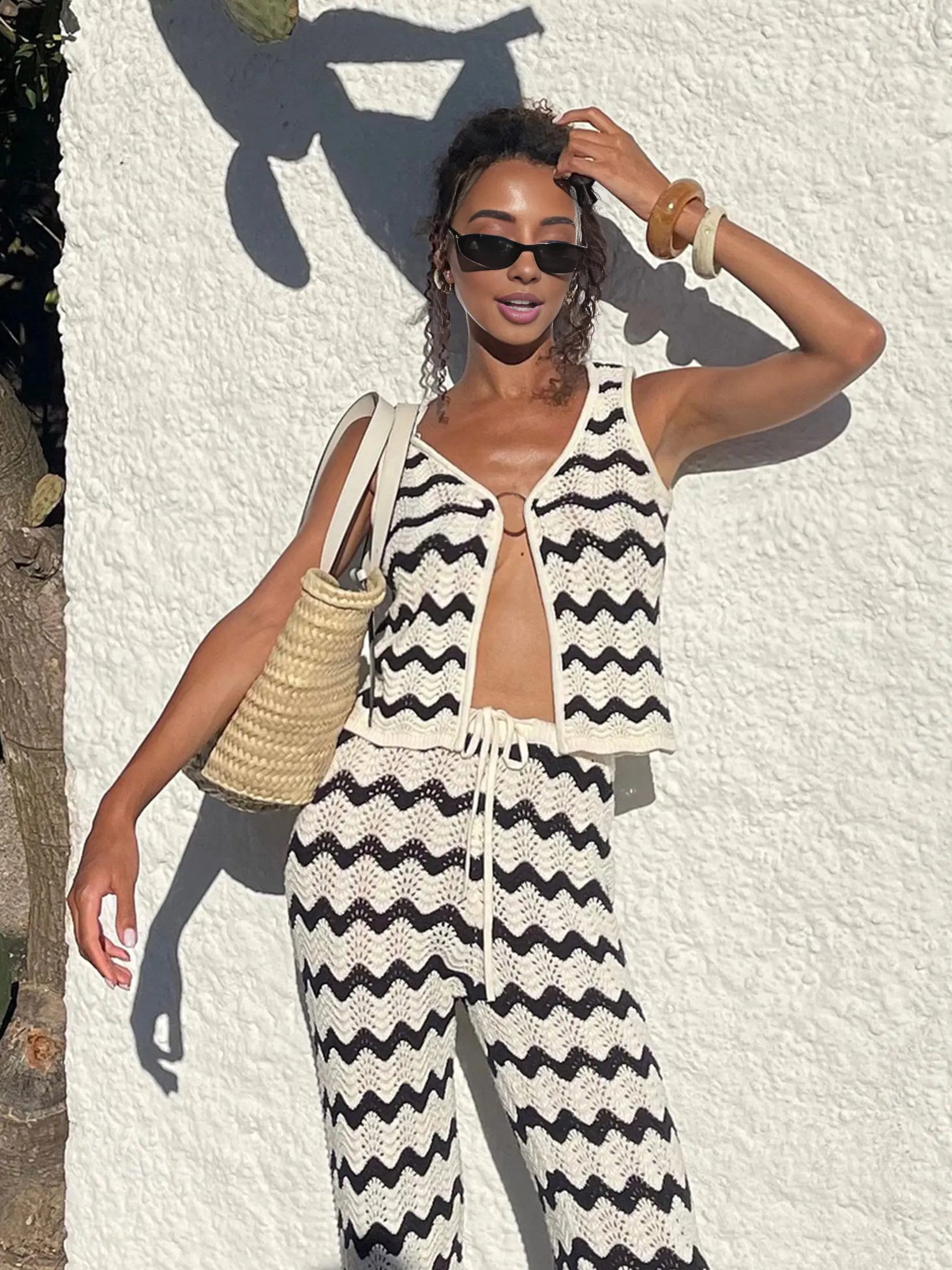 Wave Striped Knit 2 Piece-Set Women - Uniqwear