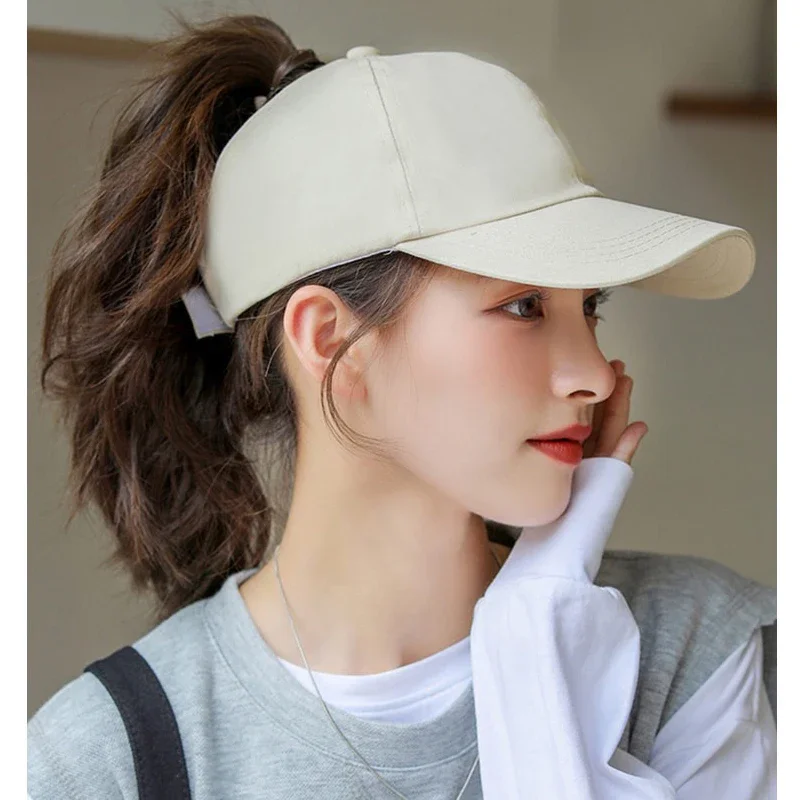 Summer Long Brim Sunhat Women Ponytail Caps Hat - Uniqwear
