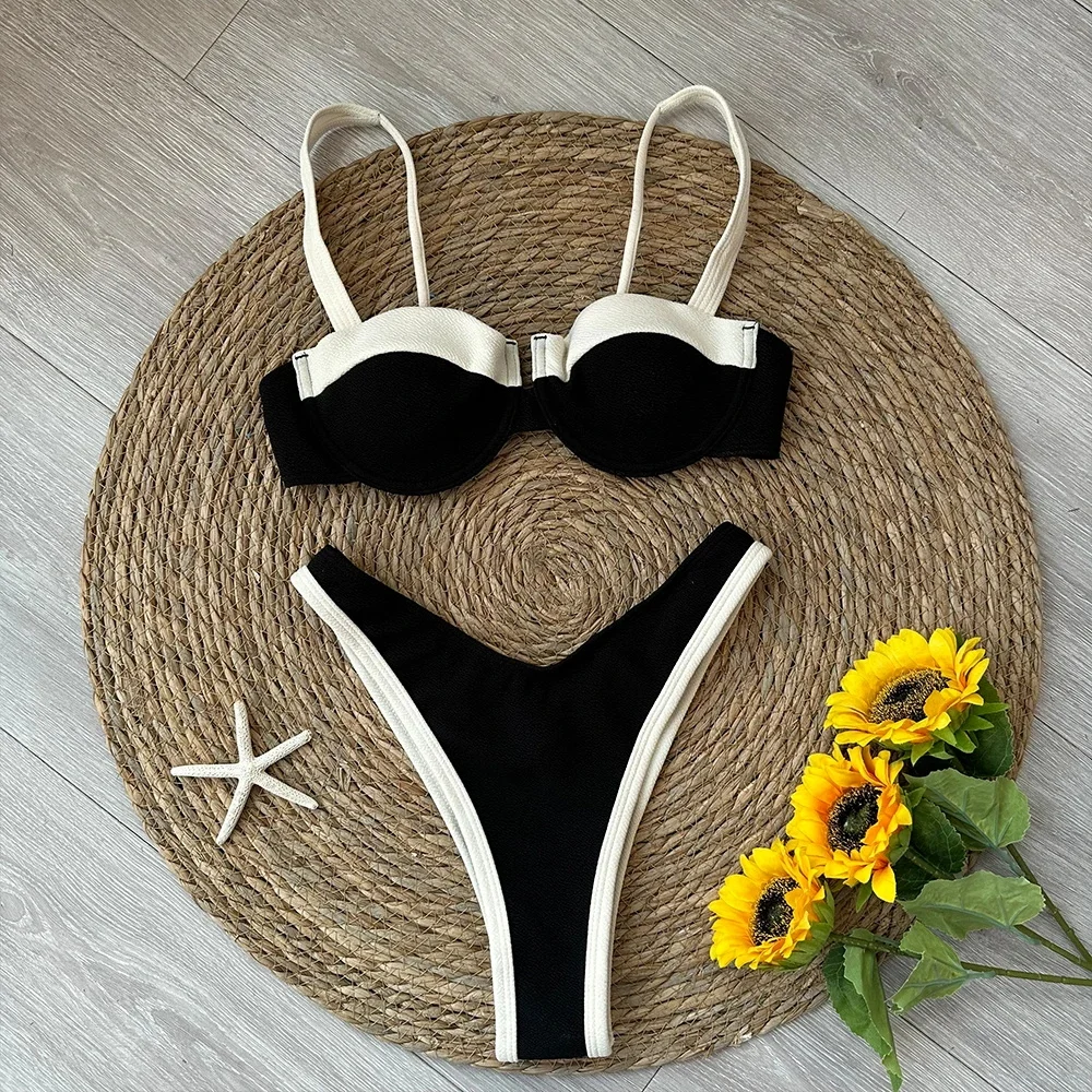 Solid Thong Brazilian Bikinis Swimwear Women - Uniqwear