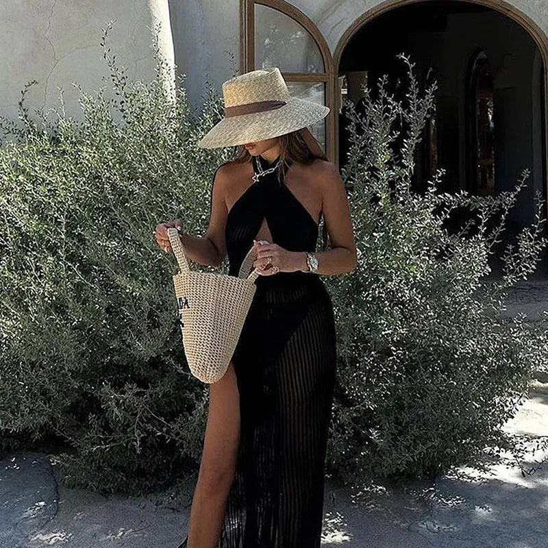 Women Wide Brim Straw Hat with Chin Strap - Uniqwear