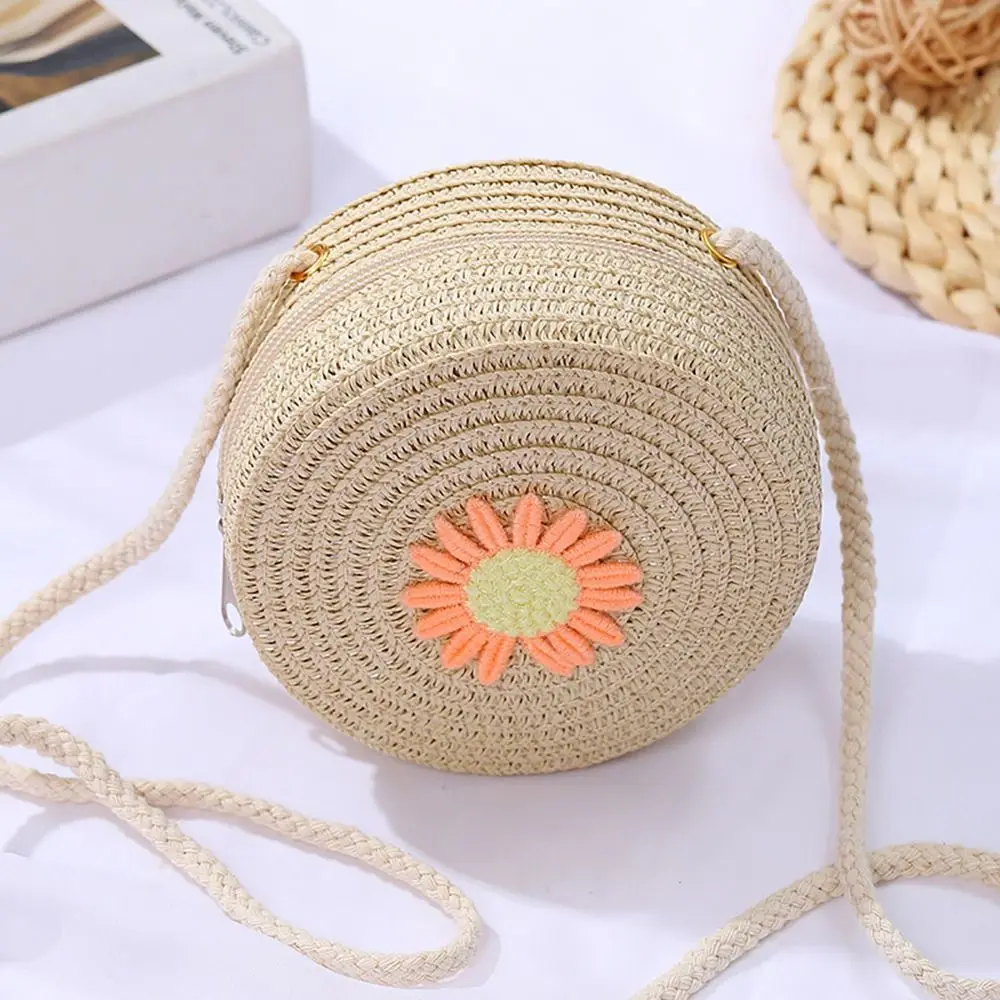 Round Straw Bag Women Woven Crossbody Beach Bag - Uniqwear