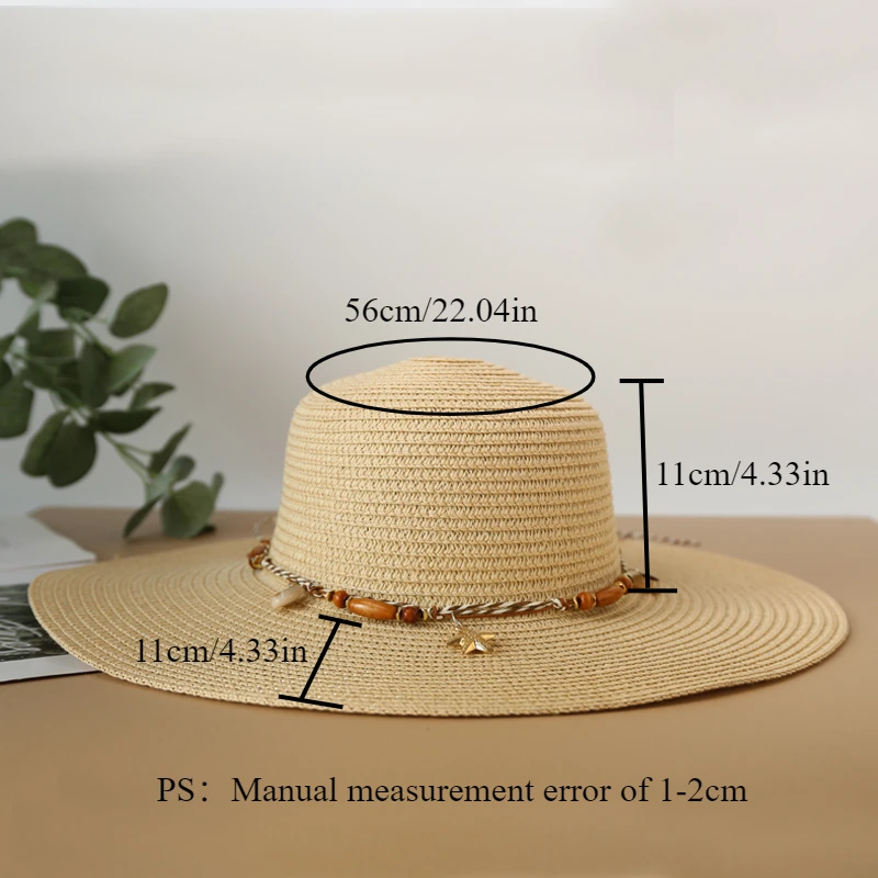 Summer Shell Strap Straw Hat Beach Vacation Hat - Uniqwear