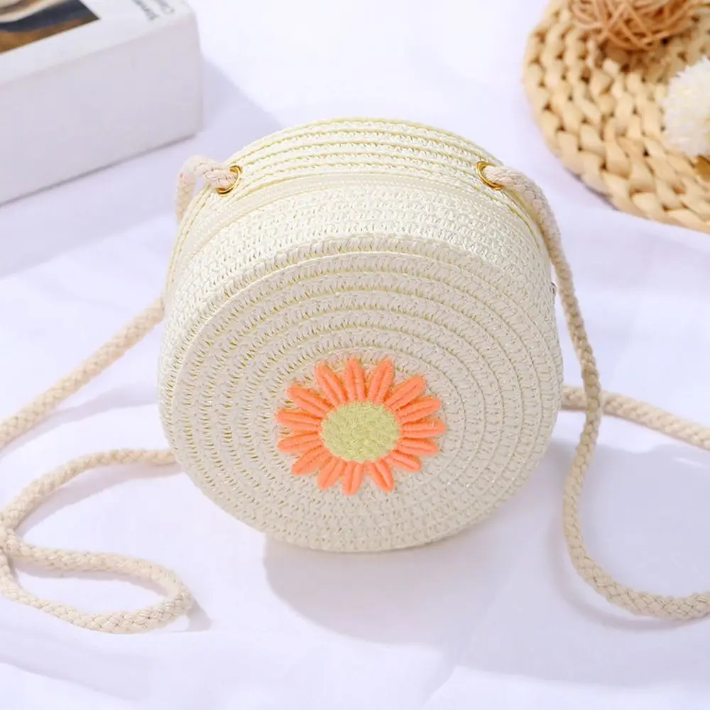 Round Straw Bag Women Woven Crossbody Beach Bag - Uniqwear
