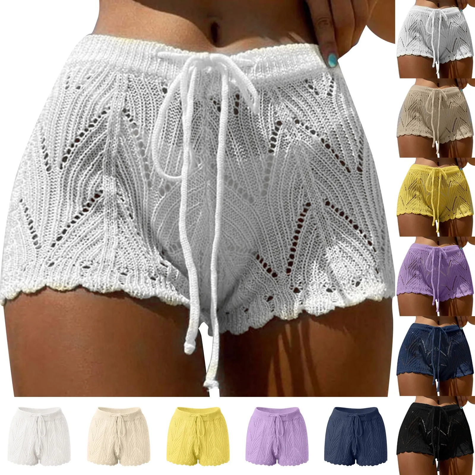 New Hollow Out Crochet Knit Shorts - Uniqwear