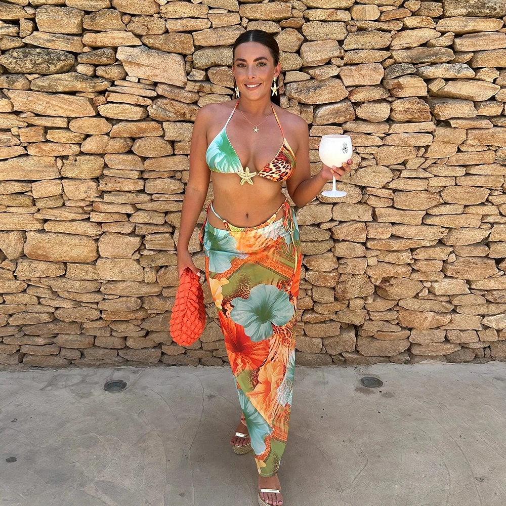 Sexy Print 3 Piece Micro Bikini Women Swimsuit - Uniqwear