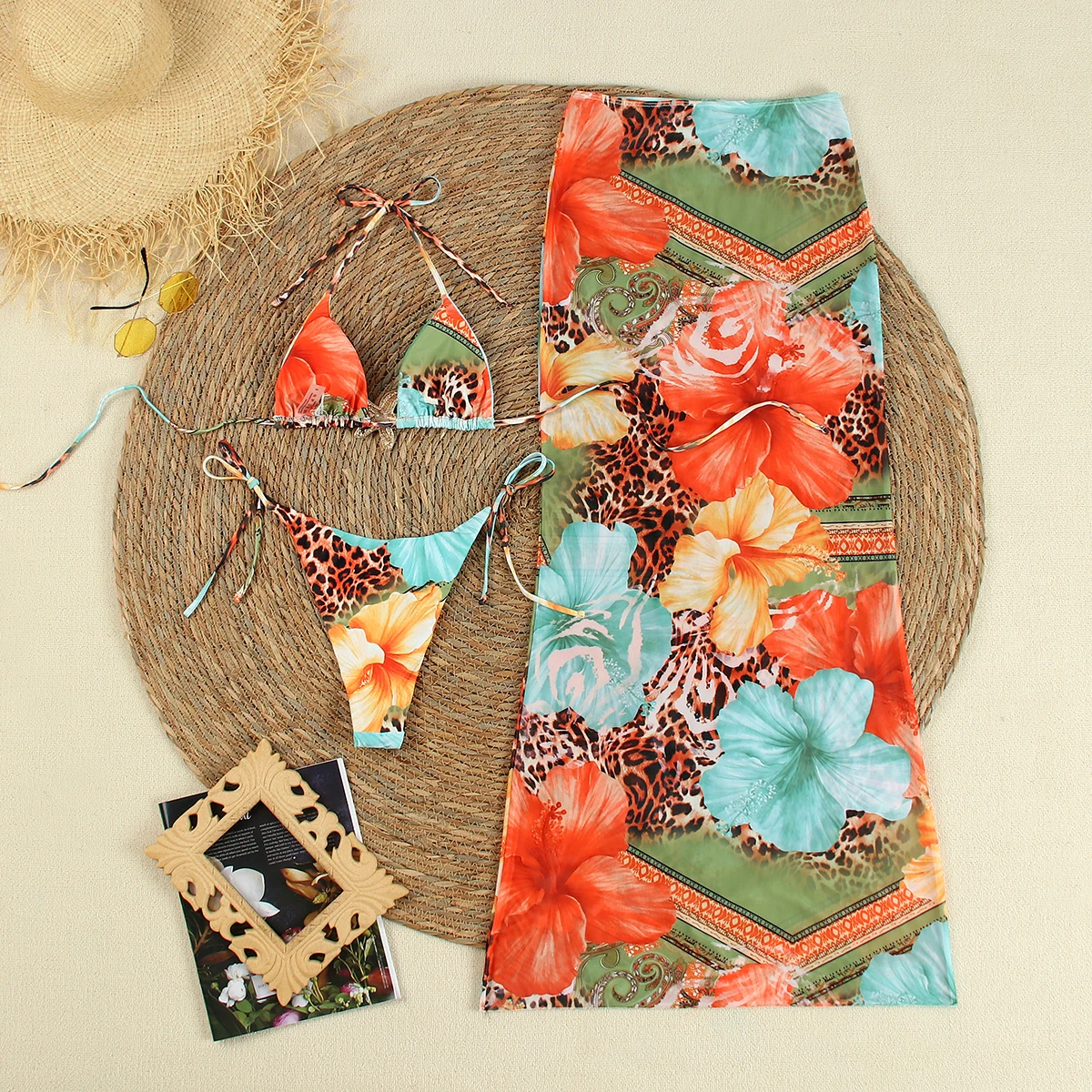 Sexy Print 3 Piece Micro Bikini Women Swimsuit - Uniqwear