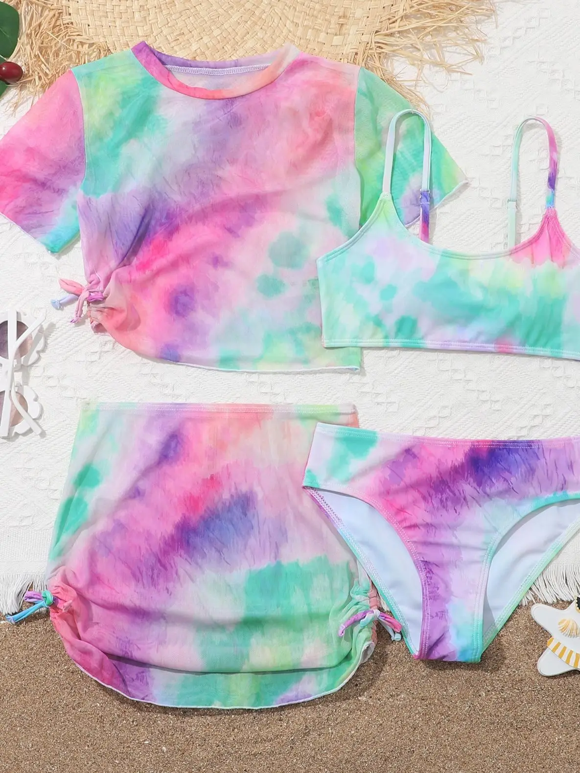 4 Pieces Bikini Set Girls Swimsuit Kids Swimwear - Uniqwear