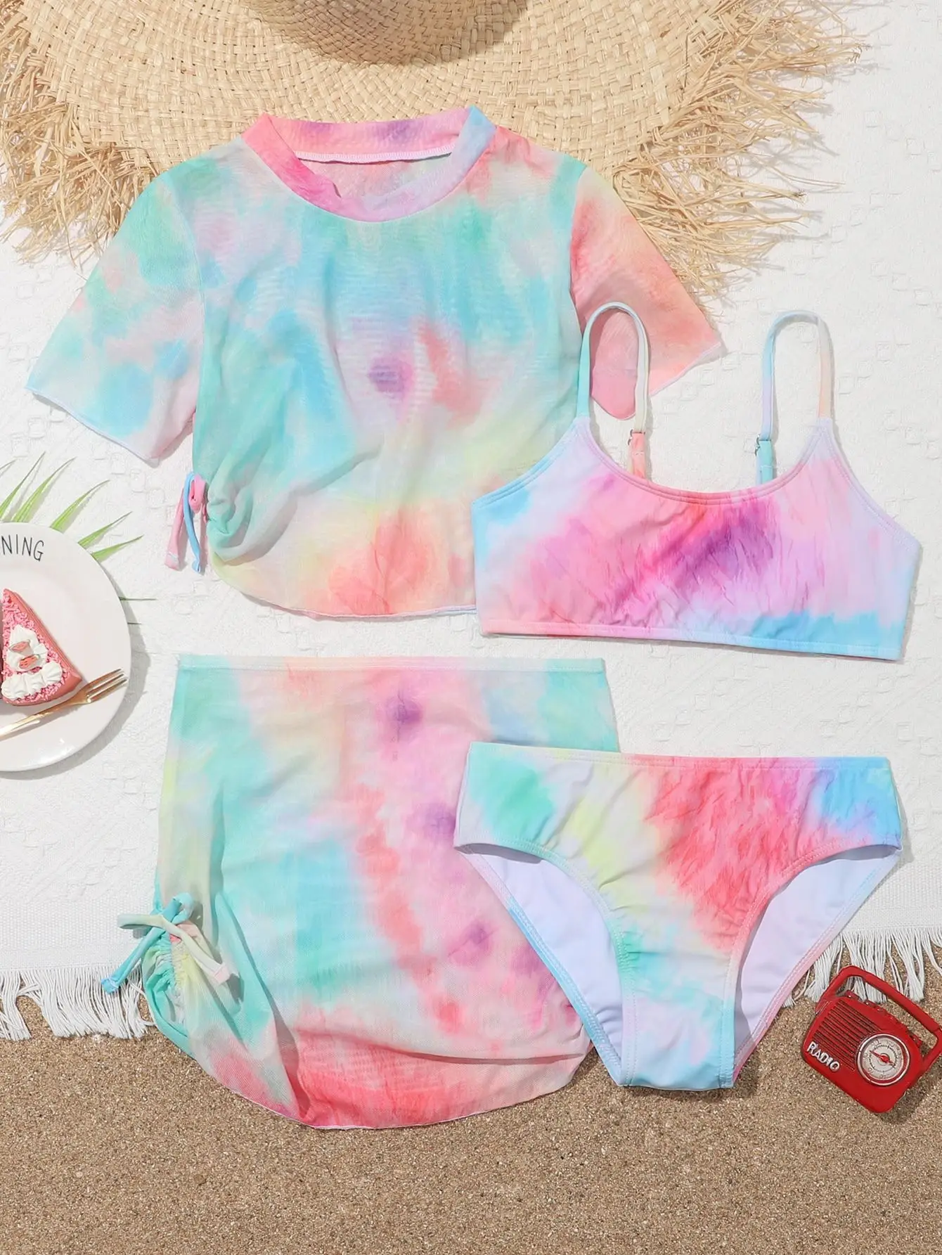 4 Pieces Bikini Set Girls Swimsuit Kids Swimwear - Uniqwear