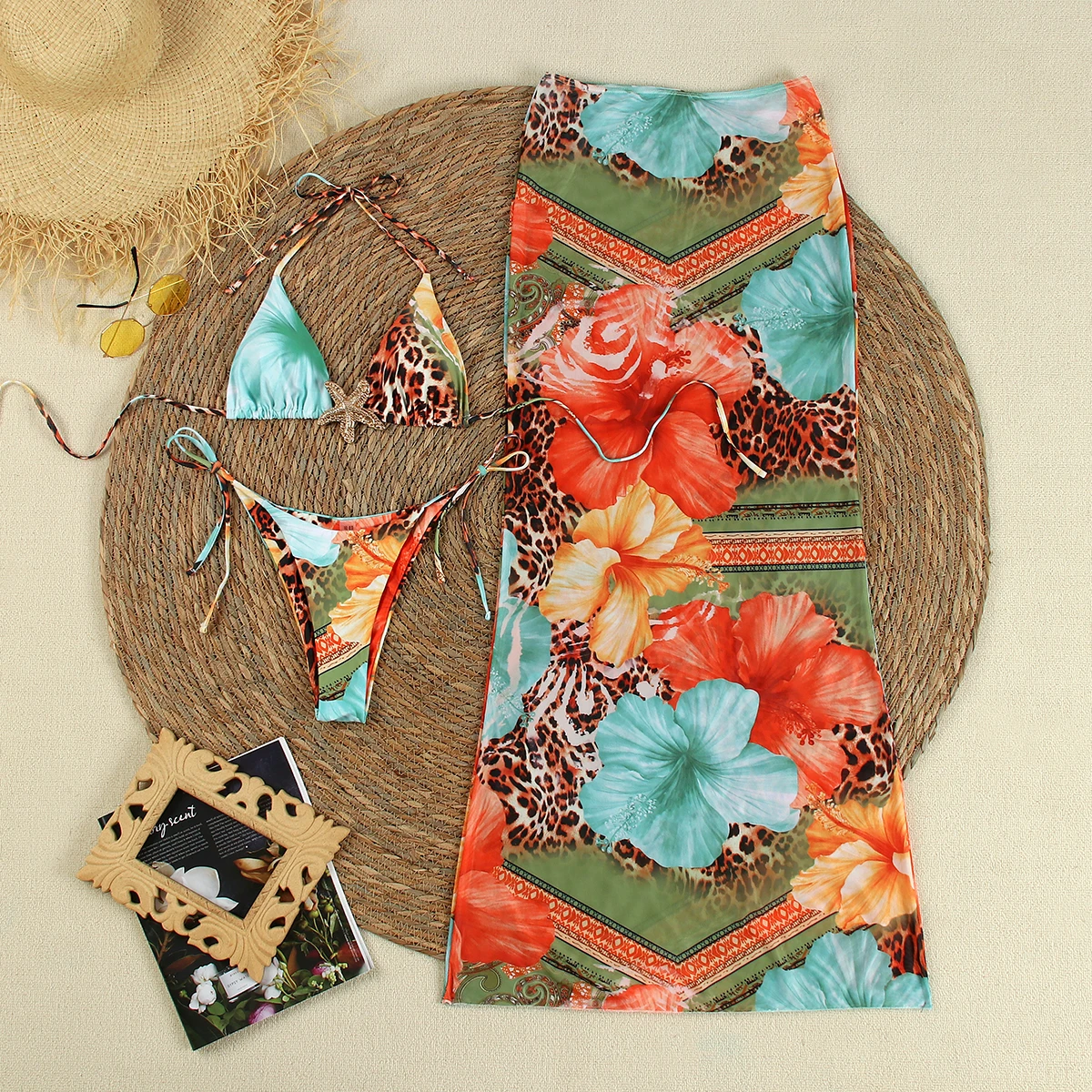 Sexy Print 3 Piece Micro Bikini Women Swimsuit - Uniqwear