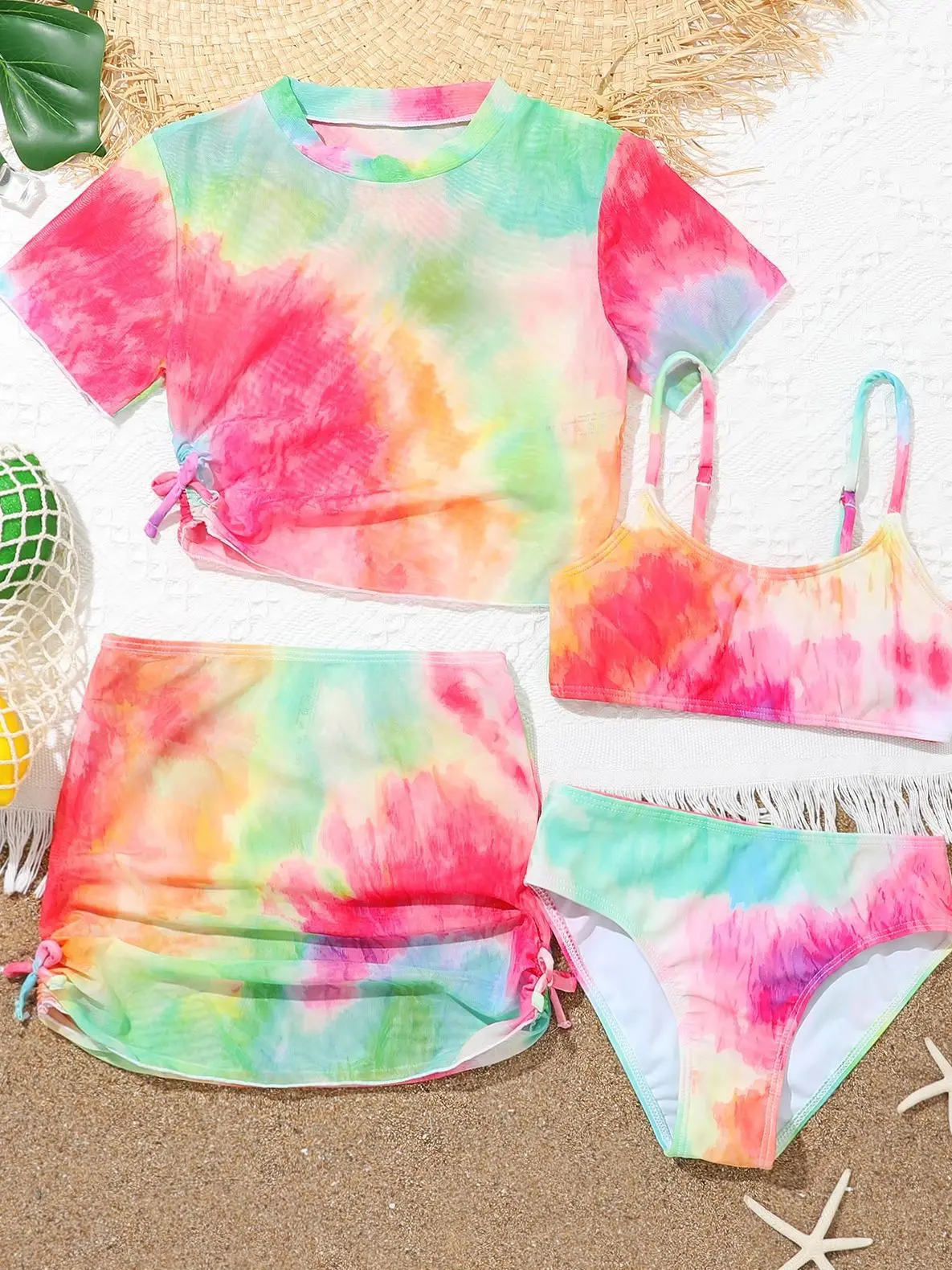 4 Pieces Bikini Set Girls Swimsuit Kids Swimwear - Uniqwear